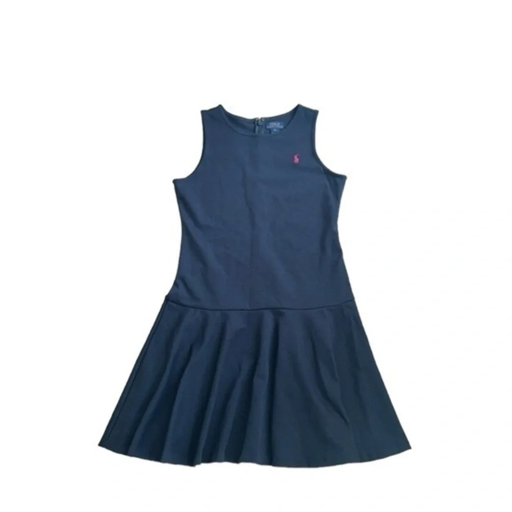 Polo Ralph Lauren Girls Navy Blue Drop Waist Pleated Preppy‎ Dress 16